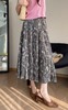 暗夜生花法式气质碎花裙松紧腰大摆显瘦中长款A字裙 商品缩略图2