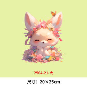 可爱卡通动物花朵小狐狸烫画印花贴新款DIY热转印白墨烫图