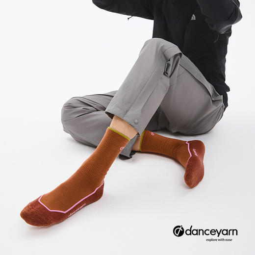danceyarn 石头同款H3061中量中筒美丽诺羊毛重装徒步袜超强缓震防异味 商品图2