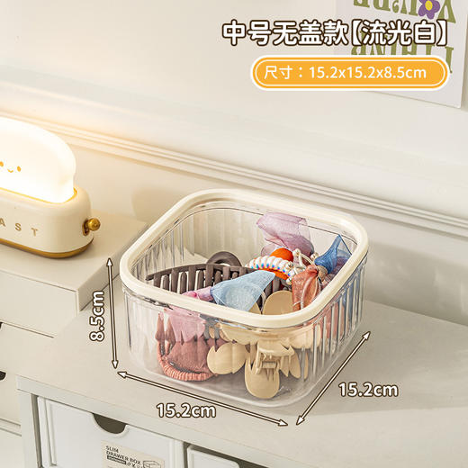 【按压卡扣，一按即开】儿童发饰收纳盒 桌面大容量带盖首饰盒 女生皮筋头绳发夹萌粒整理盒-QQ 商品图4