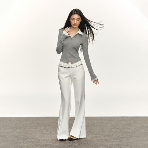 Ariseism 美式复古白色阔腿休闲裤女2025春秋新款长裤子 商品图2