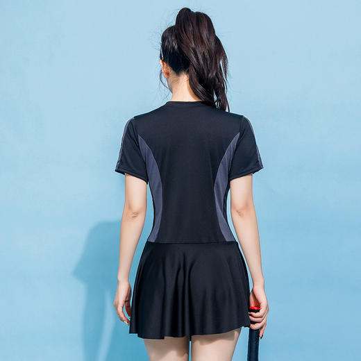 连体泳衣女夏季裙式保守运动风遮肚显瘦少女甜美学院泡温泉泳装028499 商品图8