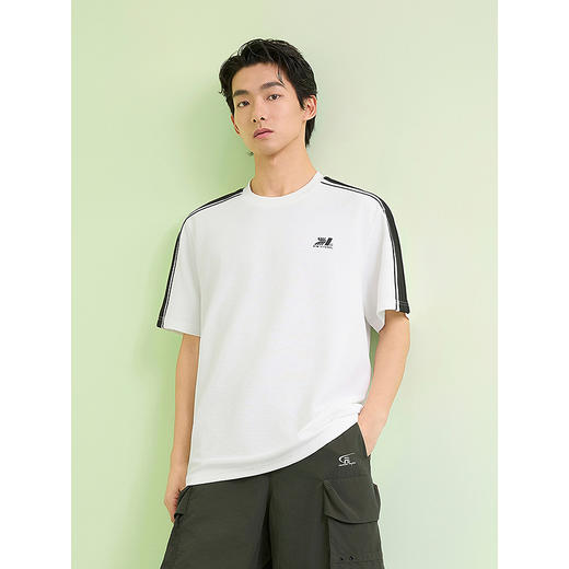 GXG男装 圆领T恤侧边织带上衣双色短袖针织 2025夏季热卖 商品图2