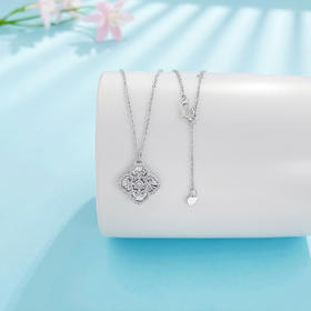 【限时8.8折】【线上铂金馆】PT950 #复古风 铂金空心调节四方如意套链(PTTL00120)预售产品下单后不退款不退货不换货不补差价)