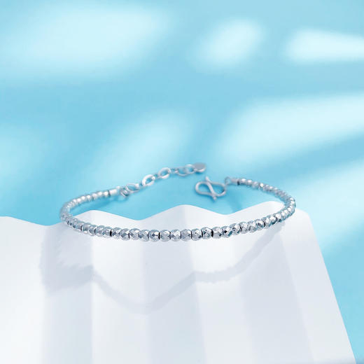 【限时8.8折】【线上铂金馆】PT950 【国际铂金协会 精品】铂金镂空开口手镯蹦迪珠C字可调节链尾手镯(内里线为铂金链）(ACPTSZ00001)预售产品下单后不退款不退货不换货不补差价) 商品图1