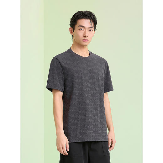 GXG男装 圆领T恤提花设计上衣凉感短袖针织 2025夏季热卖 商品图3