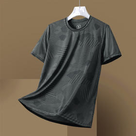 红览夏季男士短袖迷彩大码圆领T恤运动休闲户外跑步健身速干凉感上衣AL8902