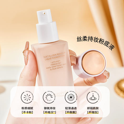 【拒绝花妆尴尬❗丝柔持妆粉底液】轻薄无粉感裸感光泽，自然轻透粉哑底妆，水润服帖遮瑕持久防水防汗不卡粉不脱妆QQ 商品图1