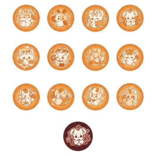 有兽焉 小饼干 马口铁徽章 吧唧 12包/盒 国谷 商品图0