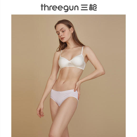 Threegun三枪 弹力棉条纹女三角裤-40812B0P1 商品图0