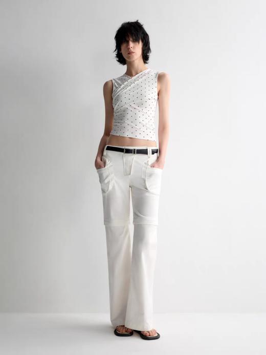 出逃赤岗西/25SSK157/原创腰头异形口袋双色宽松微喇休闲裤 商品图1