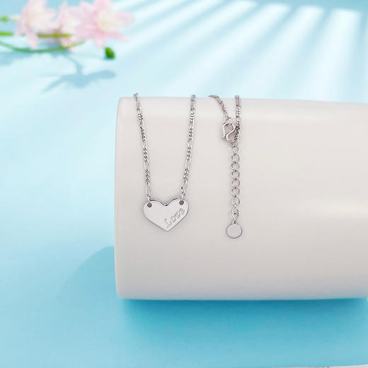 【限时8.8折】PT950 #怦然心动 铂金实心调节真情告白Love爱心心形套链(PTTL00043)预售产品下单后不退款不退货不换货不补差价)预售产品下单后不退款不退货不换货不补差价 商品图0