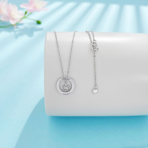 【限时8.8折】【线上铂金馆】PT950 #为你摘星 铂金空心调节鱼鳞永恒相守灵动星月套链(PTTL00066)预售产品下单后不退款不退货不换货不补差价) 商品图0