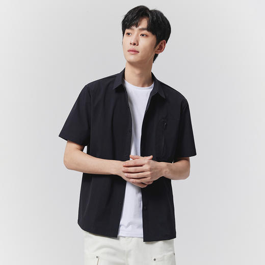 GXG男装25夏季简约翻领工装休闲垂顺轻薄男式短袖衬衫K&C 商品图1
