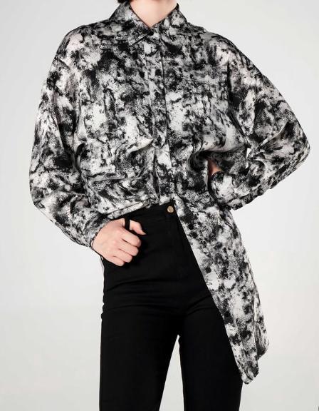 S6  臣禾 中国风水墨抽象印花衬衫K213022977  商品图0