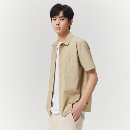 GXG男装25夏季简约翻领工装休闲垂顺轻薄男式短袖衬衫K&C 商品图6