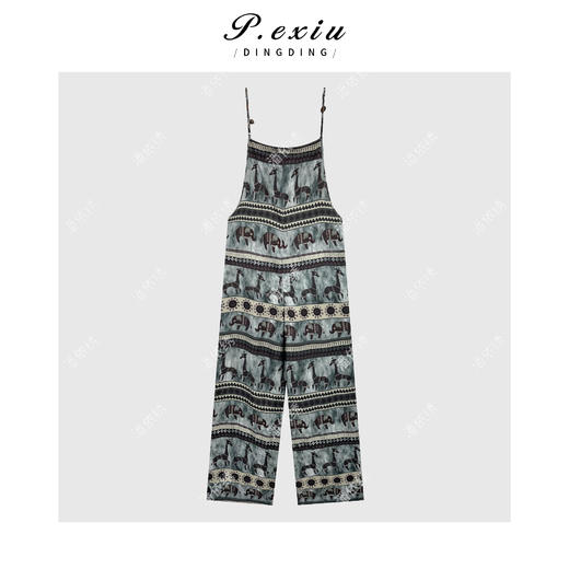 PanYiXiu/潘依绣【小象裤】天丝人丝设计感印花缎面连体裤J505587 商品图1