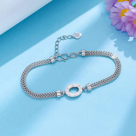 【限时8.8折】【线上铂金馆】PT950 【精品】铂金实心CNC工艺璀璨闪耀时尚圆环调节手链(BFPTSL00021)预售产品下单后不退款不退货不换货不补差价) 商品图1