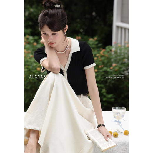 鹿向南「知性优雅」高级感杏色A字伞裙休闲气质中长半身裙女夏新 商品图4