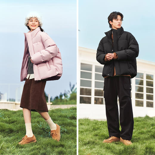 森马羽绒服男冬季新款时尚撞色肌理印花情侣面包服厚款外套潮 商品图3