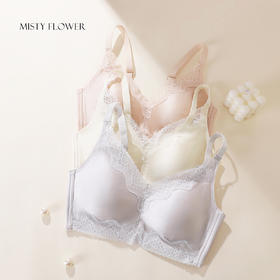 熳洁儿 轻奢法式聚拢光感缎面拼蕾丝轻盈无钢圈无胶骨25261526