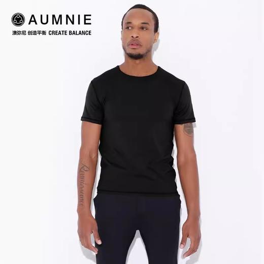 AUMNIE澳弥尼冰霜T恤男款纯黑色休闲百搭款上衣短袖 商品图0