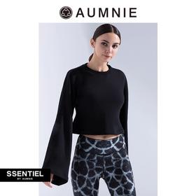 AUMNIE澳弥尼丨女士新款运动上衣健身休闲外套喇叭袖短款卫衣