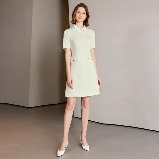 IWY/ 水蓝色海屿盛夏_新款连衣裙撞色翻领蓝色肌理感小香风裙子Q1320 商品图3