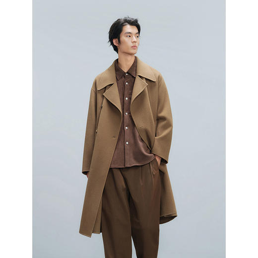 GXG男装 深卡其双排扣通勤长大衣  冬季热卖气质大衣G24X264008 商品图4