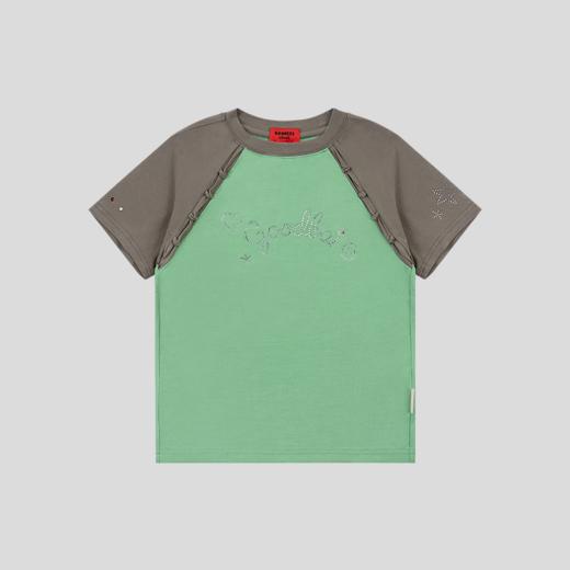 GOODBAI GOODEES烫钻logo拼色插肩短袖T恤 商品图2