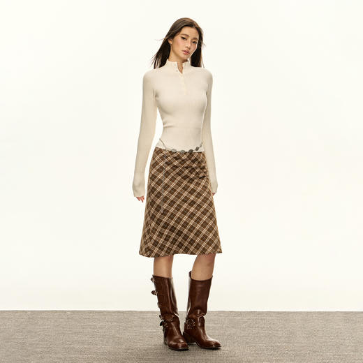 Ariseism 半高领纽扣针织长袖上衣女2025春秋新款修身内搭打底衫 商品图3