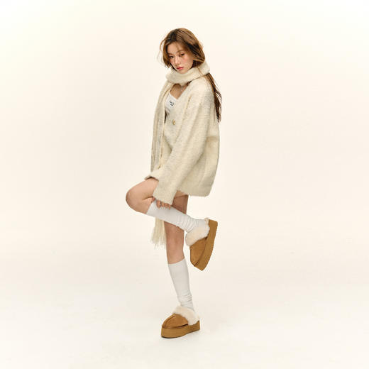 Ariseism&Neatoism 秋冬新款休闲增高包头厚底毛毛半拖鞋女外穿 商品图3