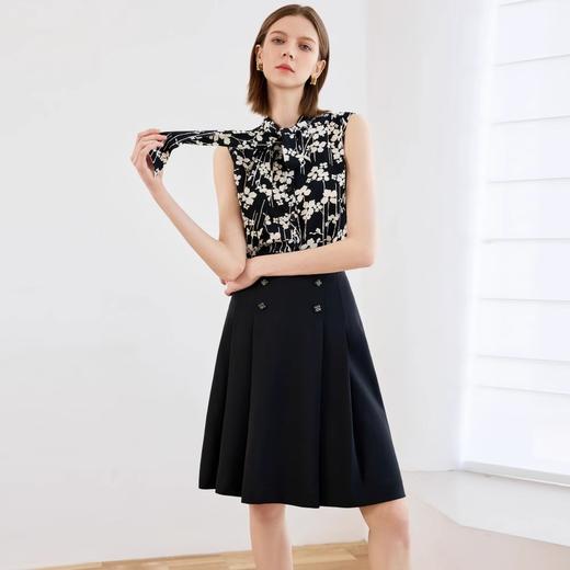 IWY/时尚高级感衬衫套装女夏季新款黑白碎花衬衣半裙两件套OL职业装B552+S2297 商品图3