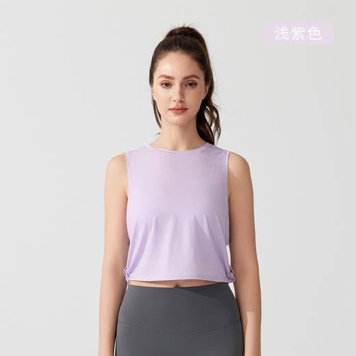 【夏季轻薄透气速干瑜伽背心】短款镂空扭结 无袖莱赛尔健身运动上衣女 商品图6