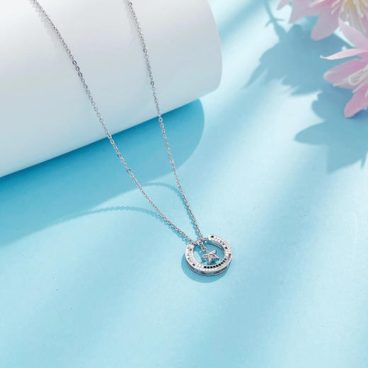 【限时8.8折】【线上铂金馆】PT950 #为你摘星 铂金空心调节鱼鳞永恒相守灵动星月套链(PTTL00066)预售产品下单后不退款不退货不换货不补差价) 商品图1