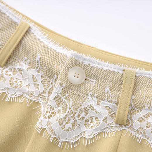 「高货wl」全系升级【铂金会员238/天猫319/差价81】(94932)洛诗琳高品质拼接蕾丝花边西装裤2025夏季抗皱冰感阔腿裤 商品图3