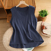 TZW-复古压皱棉麻背心女宽松拼接内搭T恤 商品缩略图3