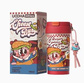 uooha多巴胺不锈钢双饮咖啡杯满分巨无霸-红 （490ml）