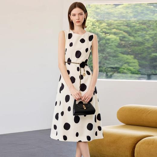 IWY/米色无袖复古波点连衣裙女轻奢高级感轻熟小众不撞款裙子夏季新款Q1412 商品图1