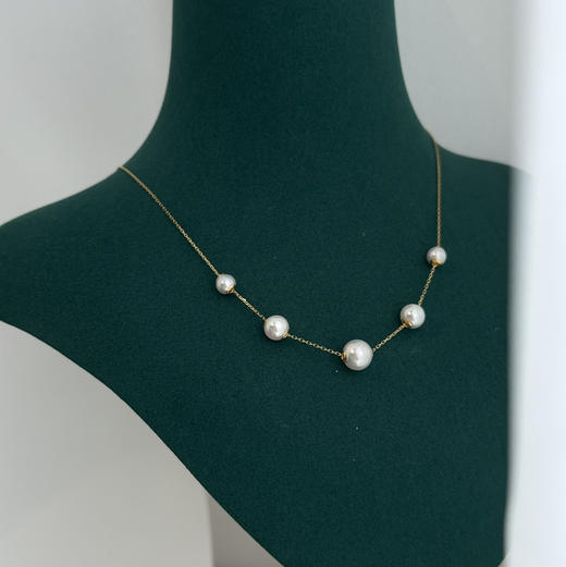 专柜断货王 akoya 5粒任意滑动珠 18k纯金 5-8mm 海外进口akoya 极强光 wan美级正圆 商品图12