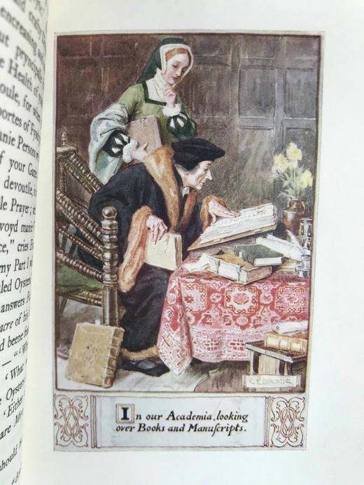 含藏书票！1906年 安妮·曼宁《托马斯·莫尔的管家》 C.E.布洛克23幅彩色插图 漆布精装32开 商品图9