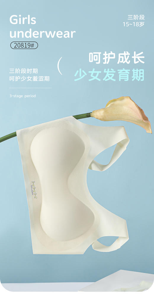 女士少女文胸锦纶冰丝无痕二三阶段少女背心窄肩宽肩20818/20819 商品图4