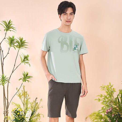 【商场同款】熳洁儿 男士家居服夏季95棉短袖短裤套装休闲可外穿24203951 商品图7