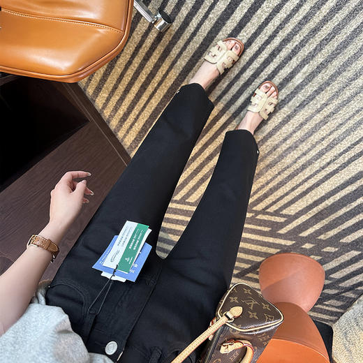 女团腿！2025凉感莱赛尔直筒牛仔裤女夏季新四面弹开叉九分烟管裤！ 商品图4