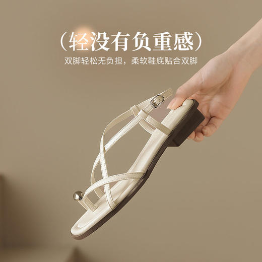 ZHR时尚凉鞋2025新款夏季罗马夹趾女款平底交叉配裙子外穿凉鞋 商品图2