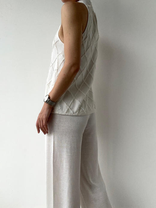 ZAANLI｜ZNSS25028 汉麻天丝系带针织长裤 [ 白 / 杏 ] 商品图2