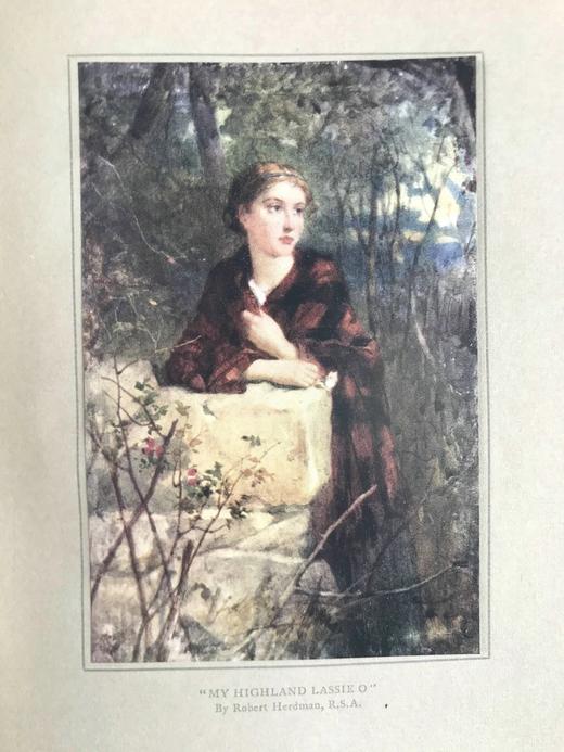 1912年 彭斯歌谣与诗歌集 46幅彩色手工贴图 漆布精装18开 商品图6