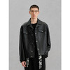 GXG男装 黑色真皮皮衣夹克男外套24冬季热卖夹克 G24X124001 商品缩略图2