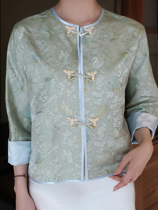 盛唐牡丹| 金鱼水藻纹真丝异色罗外套 商品图1