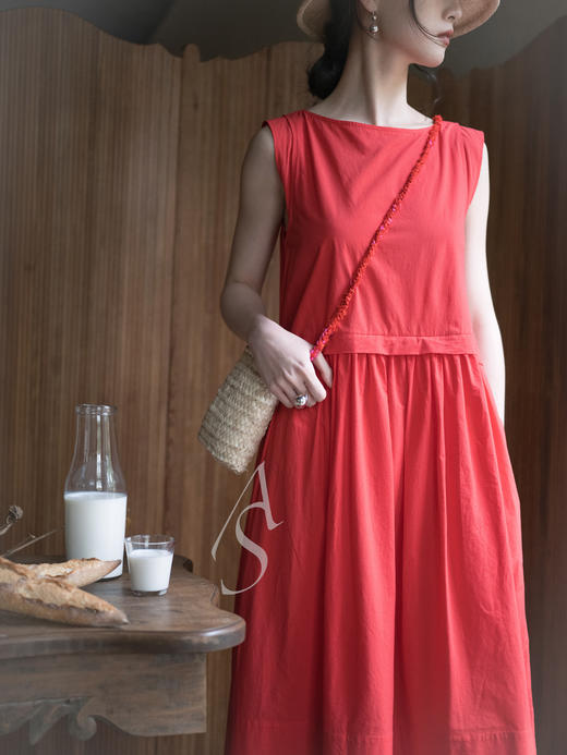 Toogood  果酱红格纹肌理棉陶匠连衣裙 商品图1